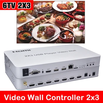 

YUOUT 2X3 HDMI video wall controller 2x2 6TV Splicing Display-HDMI USB Video Wall Controller Player 2x3 1080P