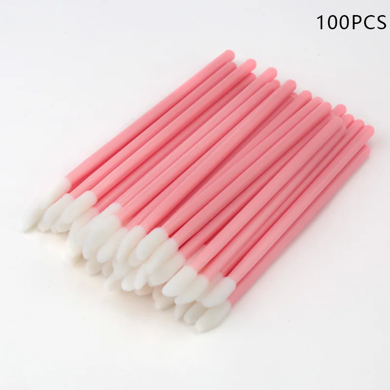 Pink 100pcs 100/150 шт Набор одноразовых кистей для губ, набор для макияжа, тушь для ресниц, глянцевые палочки, тени для век, для очистки ресниц, бровей, профессиональные инструменты - Handle Color: Pink 100pcs