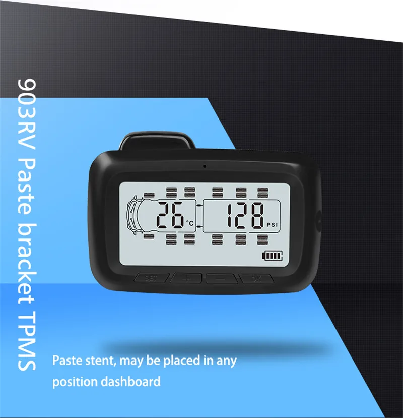 WONVON RF Wireless Car TPMS Tire Pressure Monitoring System Color LCD Display with Repeater+8 External Sensor For RV Trailer