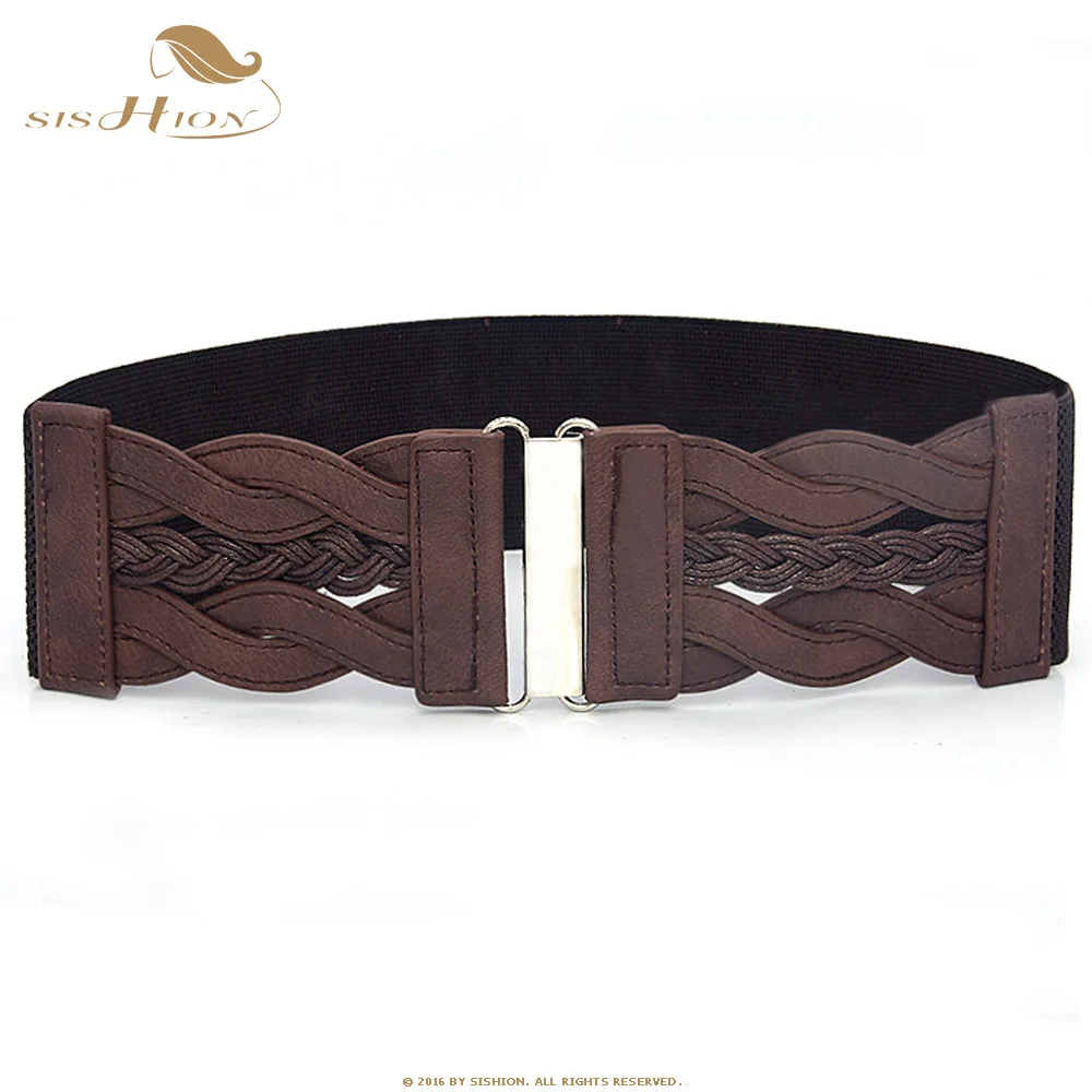 SISHION винтажный эластичный пояс женский Cummerbund QY0355 украшения Топ Parkas широкий пояс Тонкий Универсальный Эластичный черный пояс