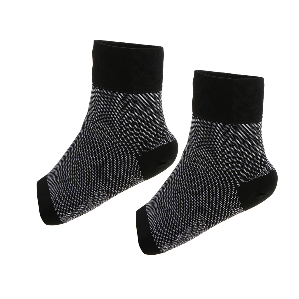1 Pair Ankle Compression Sleeve - Brace Support, Relieve Plantar Fasciitis, Reduces Pain/Swelling for Men and Women Black