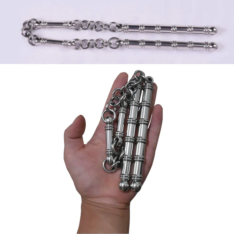 

Pocket Solid Stainless Steel Cuff Combat Nunchakus Three Sections Whip Carry Broken Windows Personal Safety Protection Tool