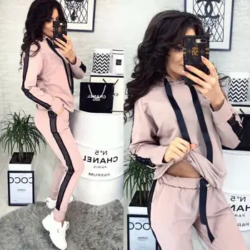 

Casual Woman Sets Slim Fit Jogging Tracksuit Sports Gym SweatShirt Pants Sets Streetwear Suit Athletic Apparel Outfits