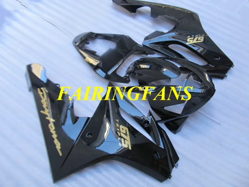 Инъекции Обтекатели на кузов для Triumph Daytona 675 06 07 09 DAYTONA 675 2006 2007 2008 блестящий черный обтекатель комплект боди+ подарки DW15