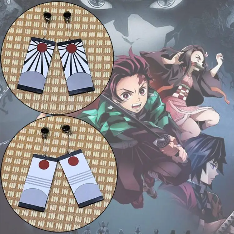 

Wholesale Demon Slayer Cosplay Prop Kimetsu no Yaiba Tanjirou Kamado Earrings Anime Cosplay Accessores 1 Pair