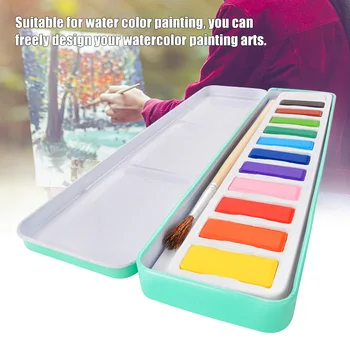 

12 Colors Professional Solid Watercolor Paints With brush Pen Portable Solid Watercolor Pigment For Drawing Art Supplies