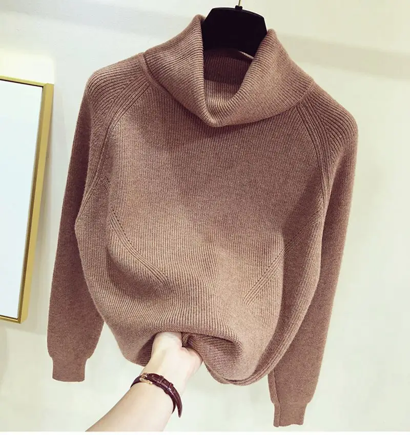Coffee YYN828 ONLYSVTER, зимний, толстый, теплый, водолазка, женский свитер, длинный рукав, вязаный пуловер, топ, высокий, низкий подол, мягкий, женский джемпер, Джерси, пуловер - Цвет: Coffee YYN828