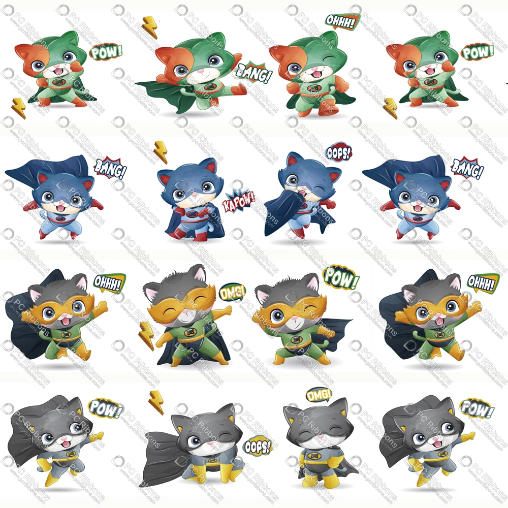 

DIY Handmade Materials Cute Cat Cartoon Printed Custom Design Ribbons for Crafts Hair Bow Lanyard/Grosgrain/Satin Ribbon