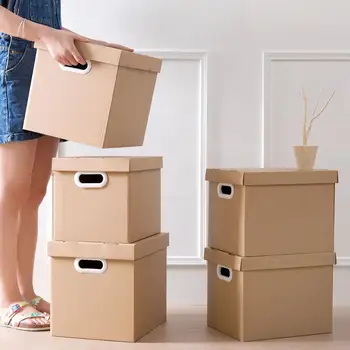 

21/29L Large Paper Folding Storage Bins Covered File Box Household Book Storage Box Clothes Sorting Organizer