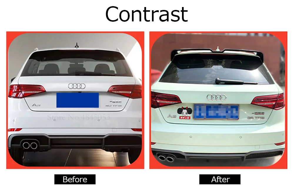 Высокое качество выхлопной трубы из углеродного волокна для Audi A3 Sportback задний спойлер на крыше автомобиля для укладки волос