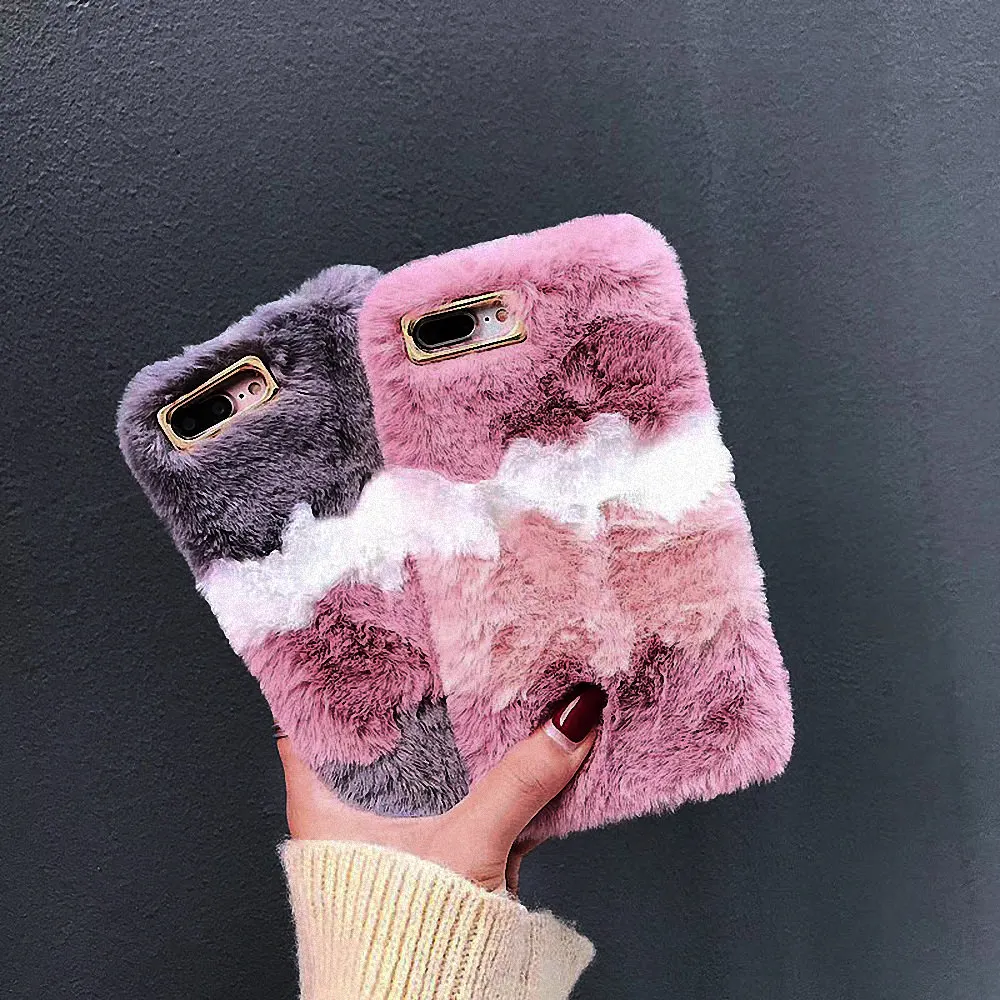 LCHULLE милый теплый пушистый чехол для Apple IPhone 11 Pro XR XS MAX X 6 6S 7 8 Plus SE 5S 5 мягкий чехол из ТПУ с мехом