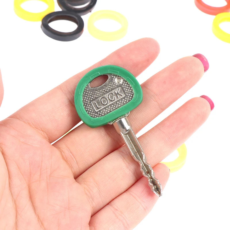 50pcs Bright Colors Soft Silicone Hollow Multi Color Rubber Soft Keys Locks Cap Key Covers Topper Keyring Elastic Case Round