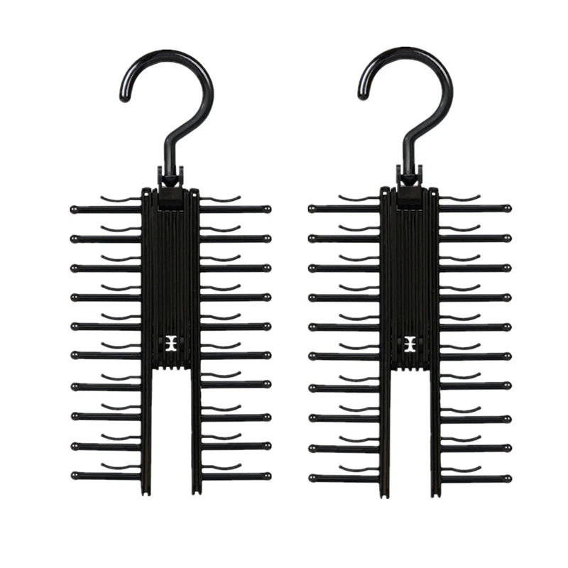 2 Pcs Cross X Hangers Tie Belt Rack Organizer Hanger Non-Slip Clips Holder Black r  Holder Portable  Creative  refined  texture