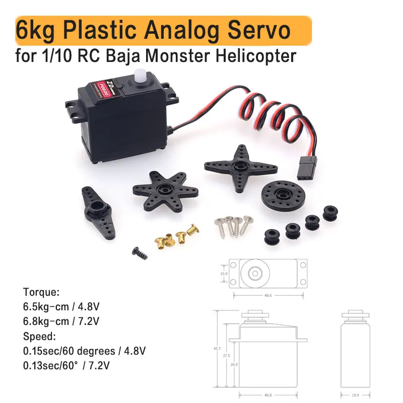

6KG 3KG High Torque 38g Monster Servo Baja Buggy Servo for Boat Model 1/10 RC Car Redcat LRP Traxxas HPI HSP Kyosho Team Absima