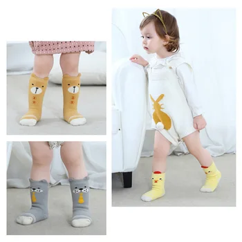 

1 Pair Unisex Lovely 5Color Cute Cartoon Animal Kids baby Socks Knee Girl Boy Baby Toddler Socks animal infant Soft Cotton socks
