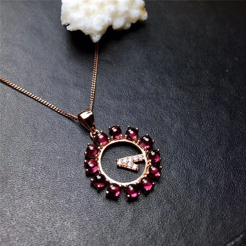 New Natural elegent Garnet Pendant Necklaces for Women girls gifts party real gemstones Fine jewelry 925 Sterling Silver#732
