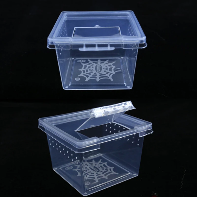 

1PC Plastic Feeding Box Reptile Cage Hatching Container Insect Rearing Box Transparent Breeding Box Spider Beetle Insect House