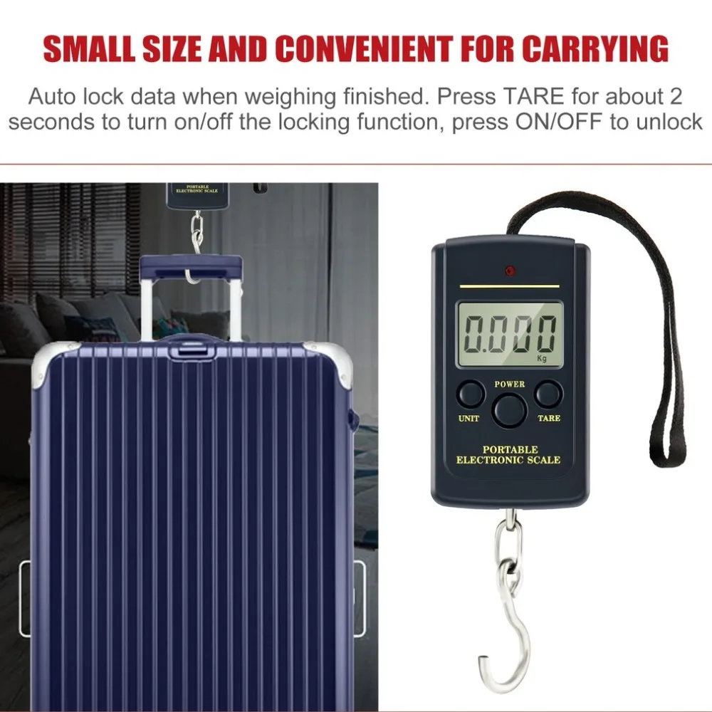 Портативные 40 кг карманные цифровые весы электронные Висячие багажные весы многоразовый баланс веса Steelyard черный