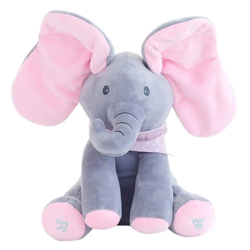pink grey Слон Мягкая игрушка электрический музыкальный слон спрятать и искать игрушку мягкая детская игрушка Плюшевая Кукла мультфильм животное образование - Цвет: pink grey