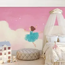 3D розовый балет девушка комната настенная бумага настенное Искусство настенные наклейки настенная бумага рулоны контактная бумага рулон 3d настенные фрески на заказ