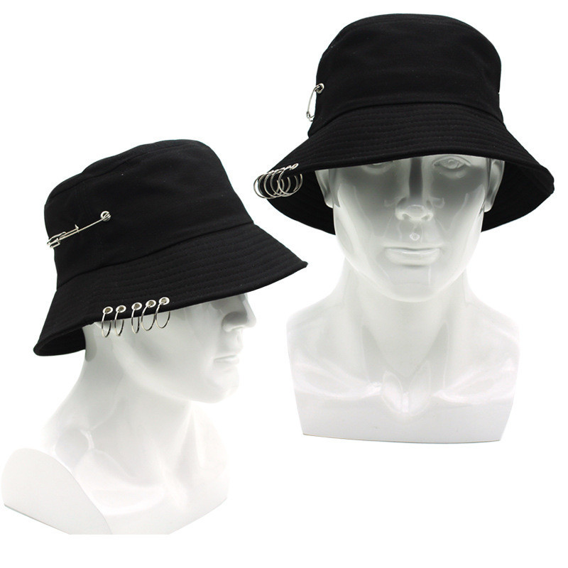  Korea style Women Girl Casual Hip Hop Dance Street Bucket Hats New Men Casual Sport Sun Hat Fisherman Cap Panama With Ring Pin 