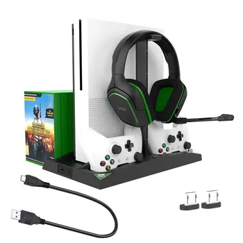 

Charging Display Showcase for Xbox One/S/X Vertical Stand,Cooling Fan, Cooler, Controller Charger,headphone Holder,17 Game Slots