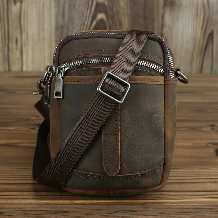 GO-LUCK бренд настоящий Crazy Horse Повседневный Пояс на талию крест поясная сумка мужская сумка на плечо 6 'Чехол для мобильного телефона кошелек чехол