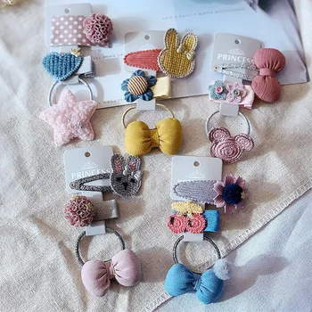 

DHL 200set 3Pcs/Set Bowknot Cartoon Flower Heart Baby Hair Clips Lace Ball Baby Girl Hair Pin Hair Band Baby Hair Accessories