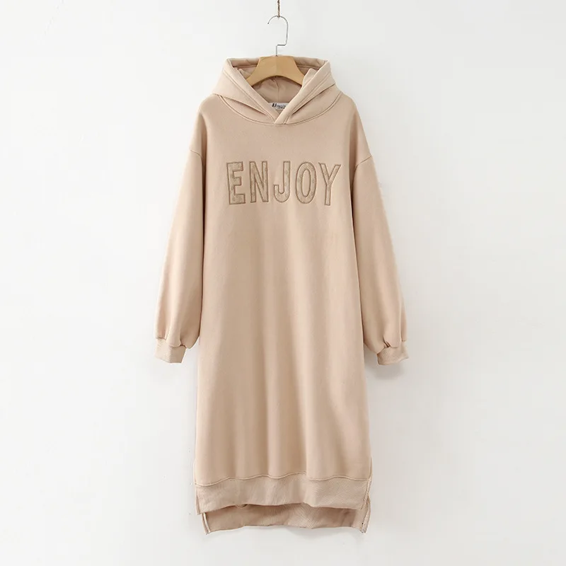 Бежевый Blvyisla 5XL размера плюс, Длинные Свободные флисовые теплые толстовки с капюшоном для женщин, повседневные топы с неровным подолом Boyfriend - Цвет: Бежевый