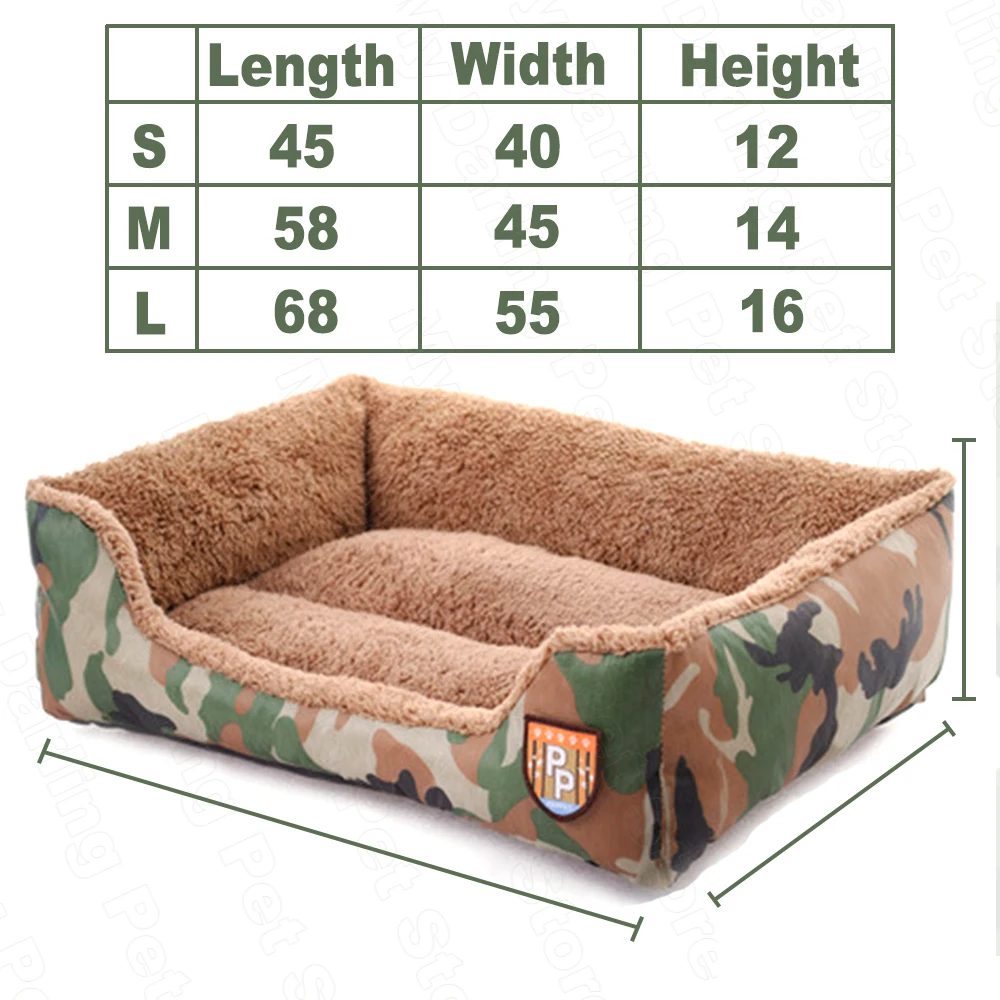 Camo Plush Bed House for Pets, Big,