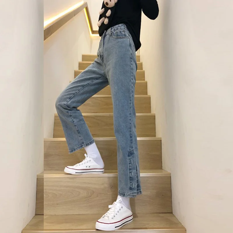 Jeans Women's Straight Loose High Waist Slimming New Spring and Autumn Pants All-matching Daddy Bell-bottom Kio | Женская одежда