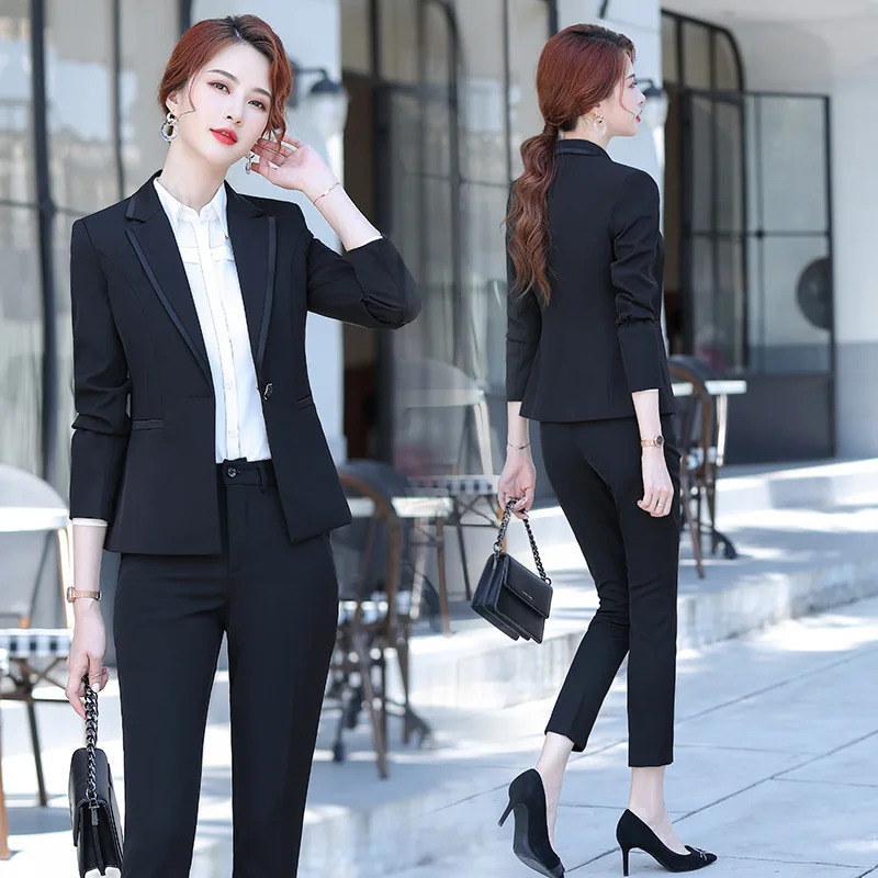 IZICFLY Spring Autumn Green New Womens Suits Blazer With Pants Business Slim Office Outfits Work Wear Trouser Set Two Piece