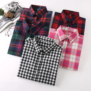 

Korean Casual Women Blouses Autumn 2019 Long Sleeve Plaid Shirts Slim Blouse Plus Size Fashion Streetwear Elegant Ladies Tops