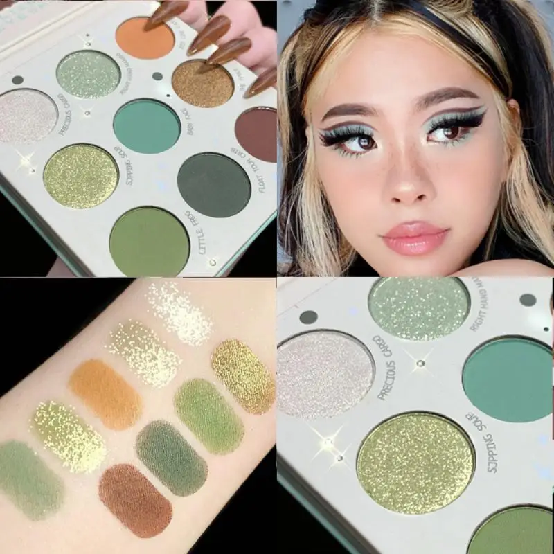 Paleta de sombras de ojos de 9 colores verde oliva, maquillaje duradero,  Cometic portátil, TSLM1 _ - AliExpress Mobile