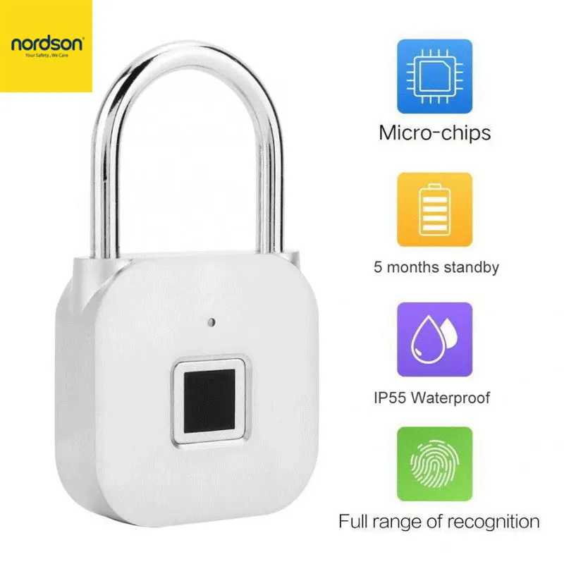 

Nordson Original Smart Fingerprint Lock Keyless Usb Rechargeable Door/Luggage/Case/Bag Anti-theft Security BiometricPadlock