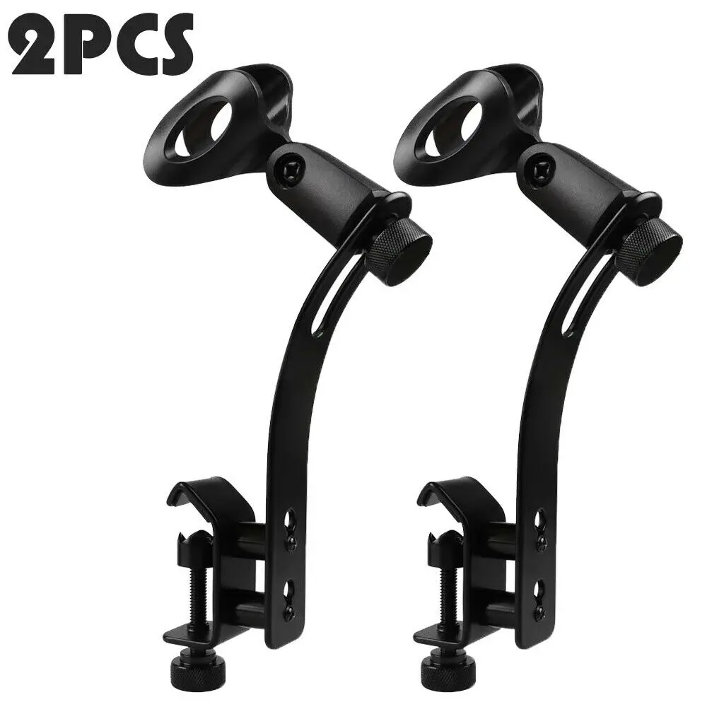 

2Pcs Adjustable Clip On Drum Rim Shockproof Mount Microphone Mic Clamp Stand Holder Percussion Instrument Microphone Holder
