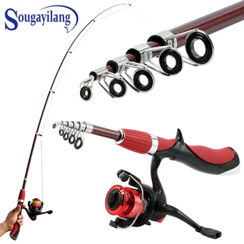 

Sougayilang Carbon Rod Super Hard Ice Fly Bait Fishing Plate Fishing Tackle Set Derbyska 1.4M Child Special Parent-child Suit