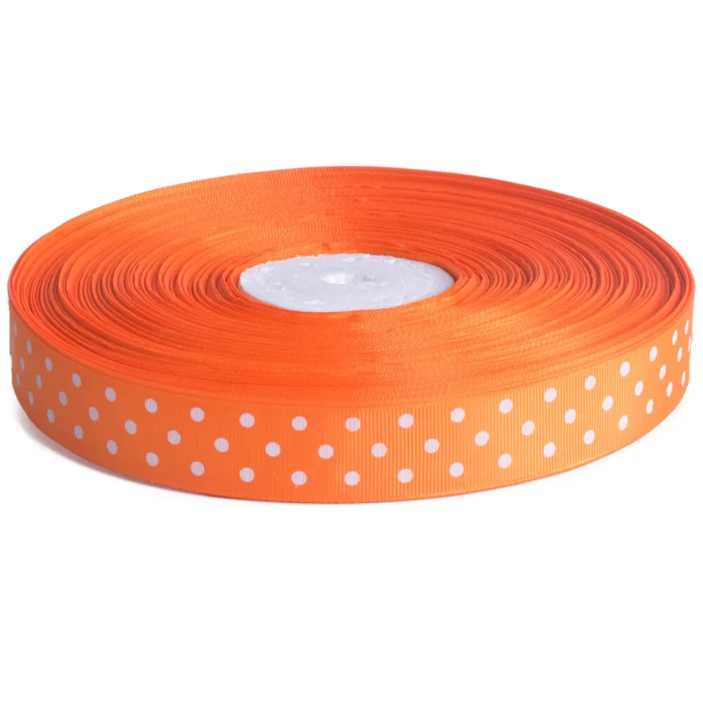 New 25 Yards Dot Print Satin Ribbon Bow Packing Craft Wedding Party DIY Decoration