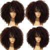 Afro Curly Human Hair Wigs With Bangs Full Machine Made Wig For Women Brazilian Remy Hair Fringe Wig Natural Black Color 1