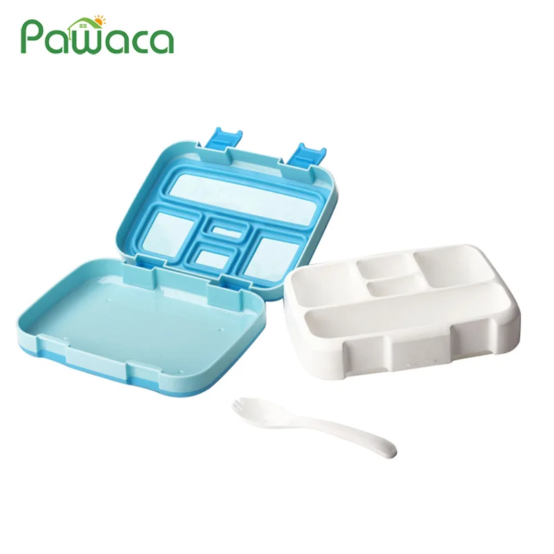 

5 Grids 4 Grids Kids Adult Lunch Box Bento Box Leakproof Meal Snack Food Container Lunch Container with Spoon for School Picnics