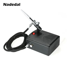 Наседал 0,2 мм Аэрограф компрессор Автоматическая остановка и Запуск функция 2cc двойного действия воздушная кисть пистолет для макияжа ногтей татуировки