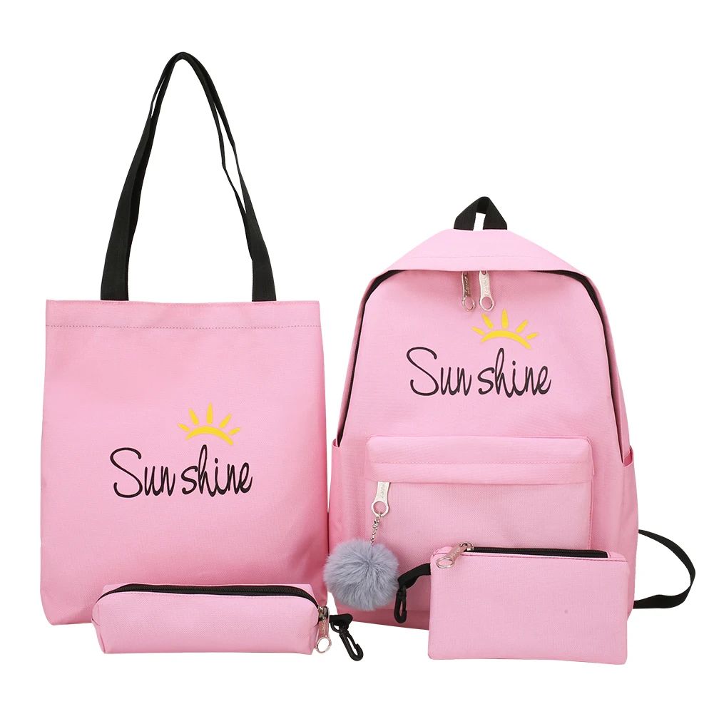 pink 4 шт./компл. композитные сумки Для женщин Письмо Mochila рюкзак туристические рюкзаки для отдыха школьные рюкзаки для девочек-подростков, школьный рюкзак - Цвет: pink
