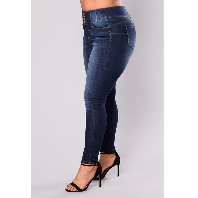 Новинка весны и осени, женские джинсы с высокой талией и пряжкой, большие размеры, обтягивающие джинсы с толстыми MS, Стрейчевые джинсы, женские брюки-карандаш