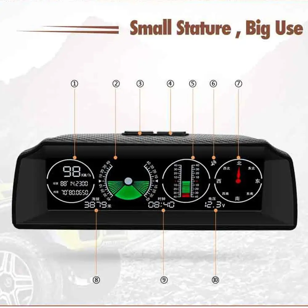  Auto GPS Digitale Neigungsmesser Tilt Gauge Geschwindigkeit Display Höhe Anzeige Hang Meter Für Aut