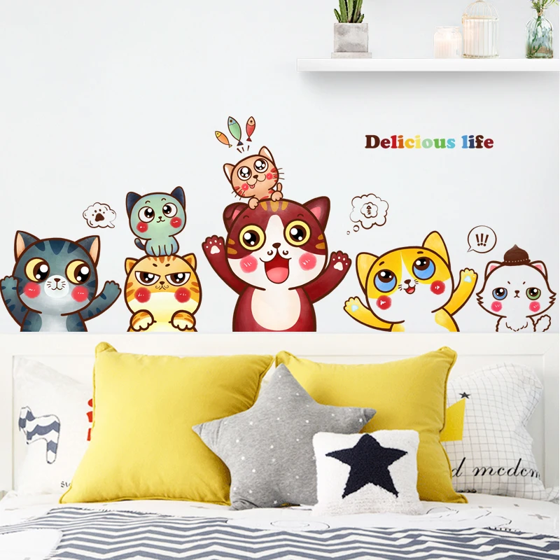 

Kitten Animals Wall Sticker Cat Decals for Dormitory Living Room Bedroom Decoration Girls Kids Room Decor DIY Vinyl Wallpaper