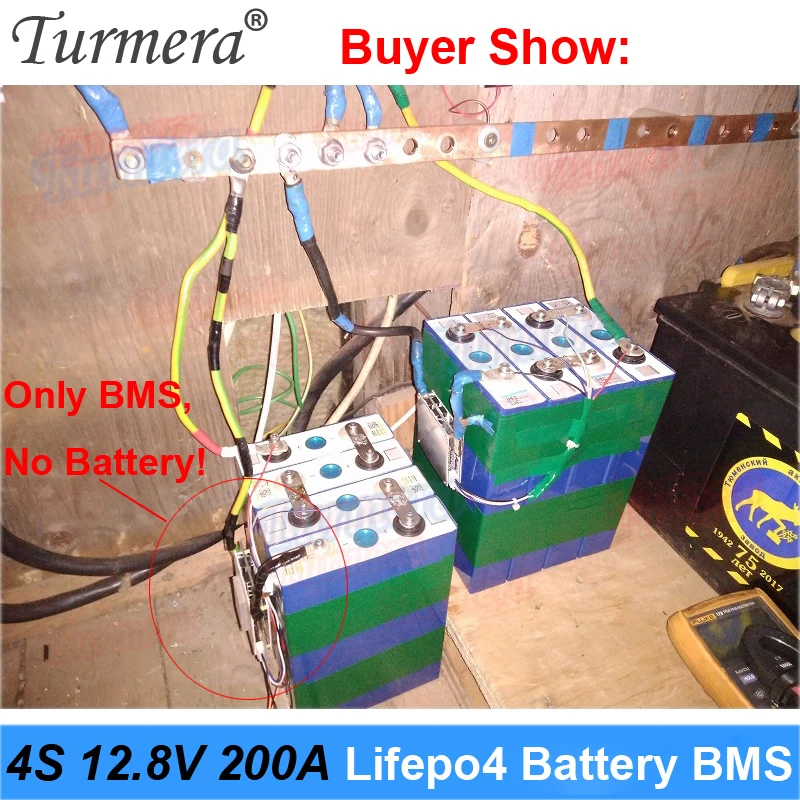 Turmera 4S 12.8V 200A 밸런스 Lifepo4 배터리 BMS 밸런스 보호 보드 3.2V 100Ah 200Ah 280Ah 310Ah Lifepo4 배터리 사용
