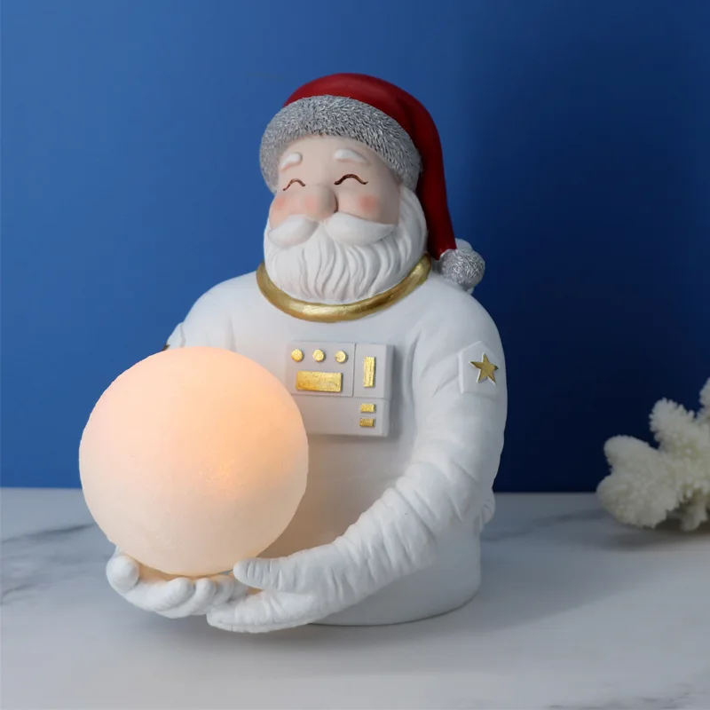 

Creative Cute Santa Claus Modern Personality Bedroom Ornaments Home Dec with Lamp Christmas Gift