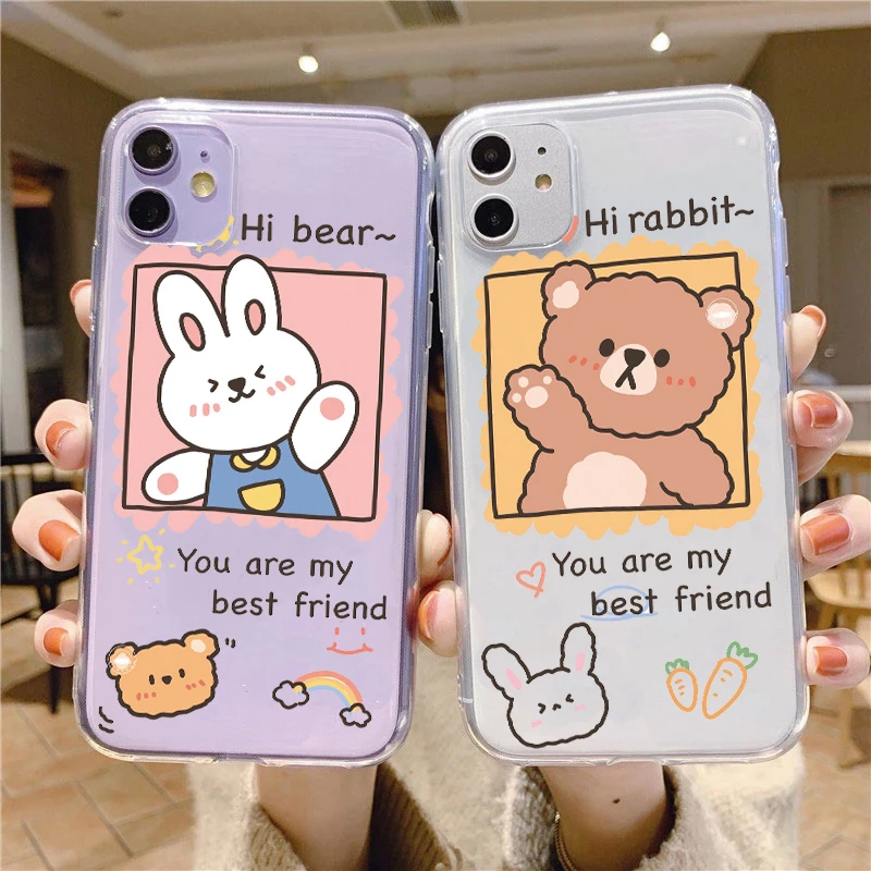 Чехол для Xiaomi Redmi Note 8 10 9 Pro 10S 9S 9T 8T 7 6 9A 9C 8A 7A 6A POCO X3 NFC F3 прозрачный чехол милый кролик