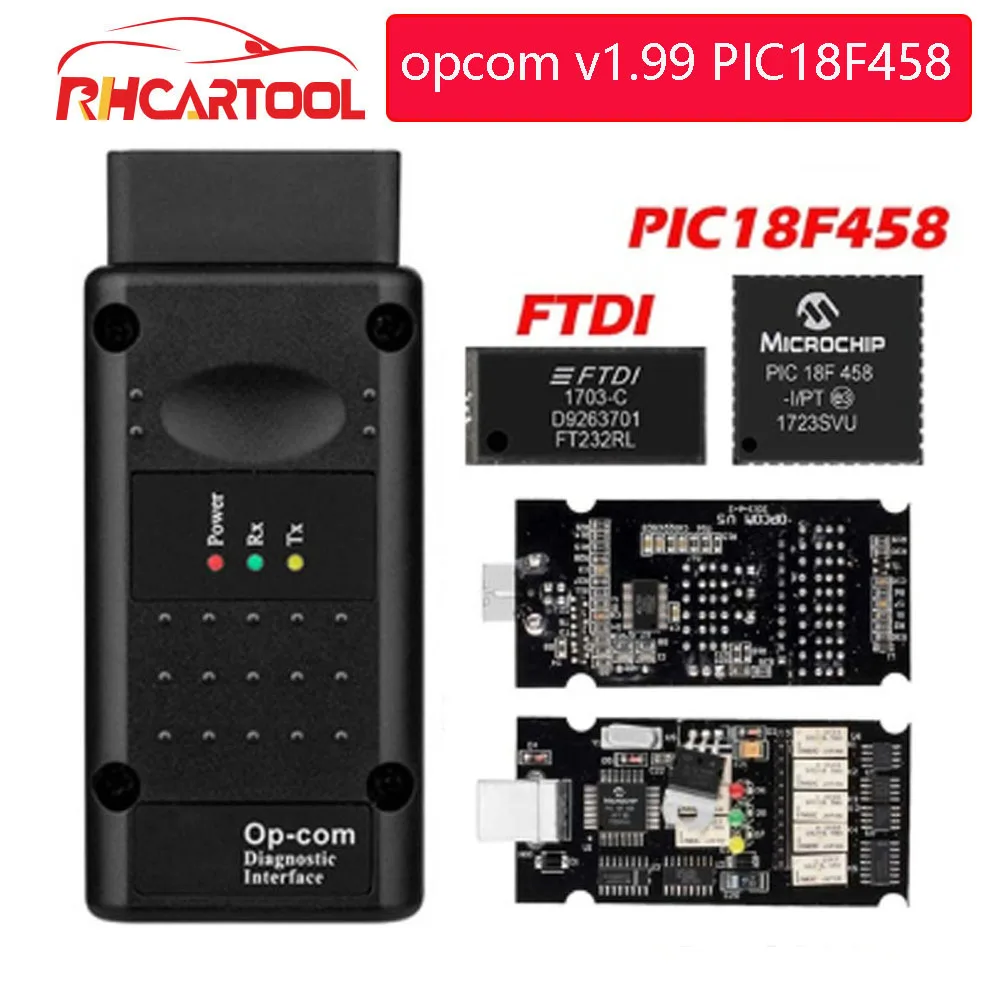 OP COM opcom V1.99 с реальным чипом PIC18F458 FTDI FT232RL OBD2 диагностический инструмент для Opel OPCOM - Фото №1
