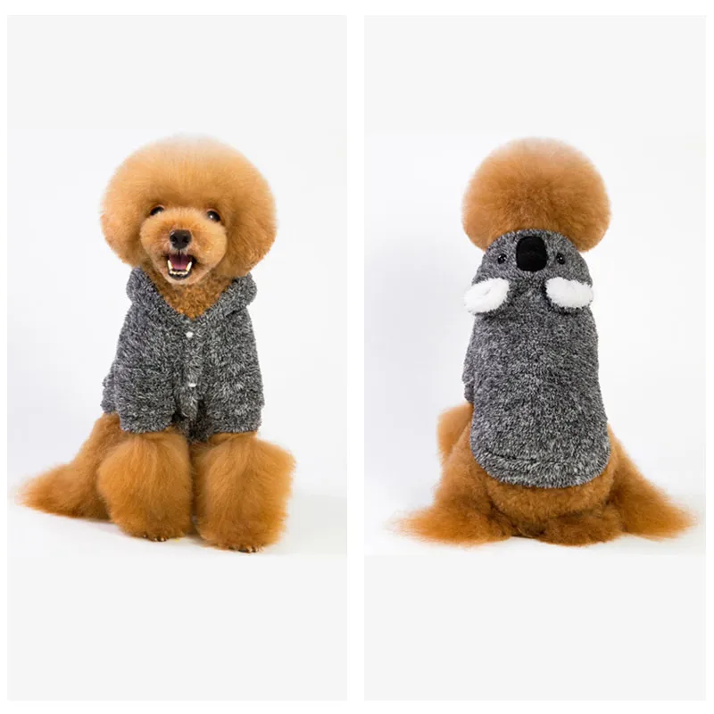 Милые костюмы для собак с капюшоном, зимняя одежда для собак, теплая флисовая куртка для щенков кораллового цвета для маленьких собак, кошек, Мопсов, одежда для собак